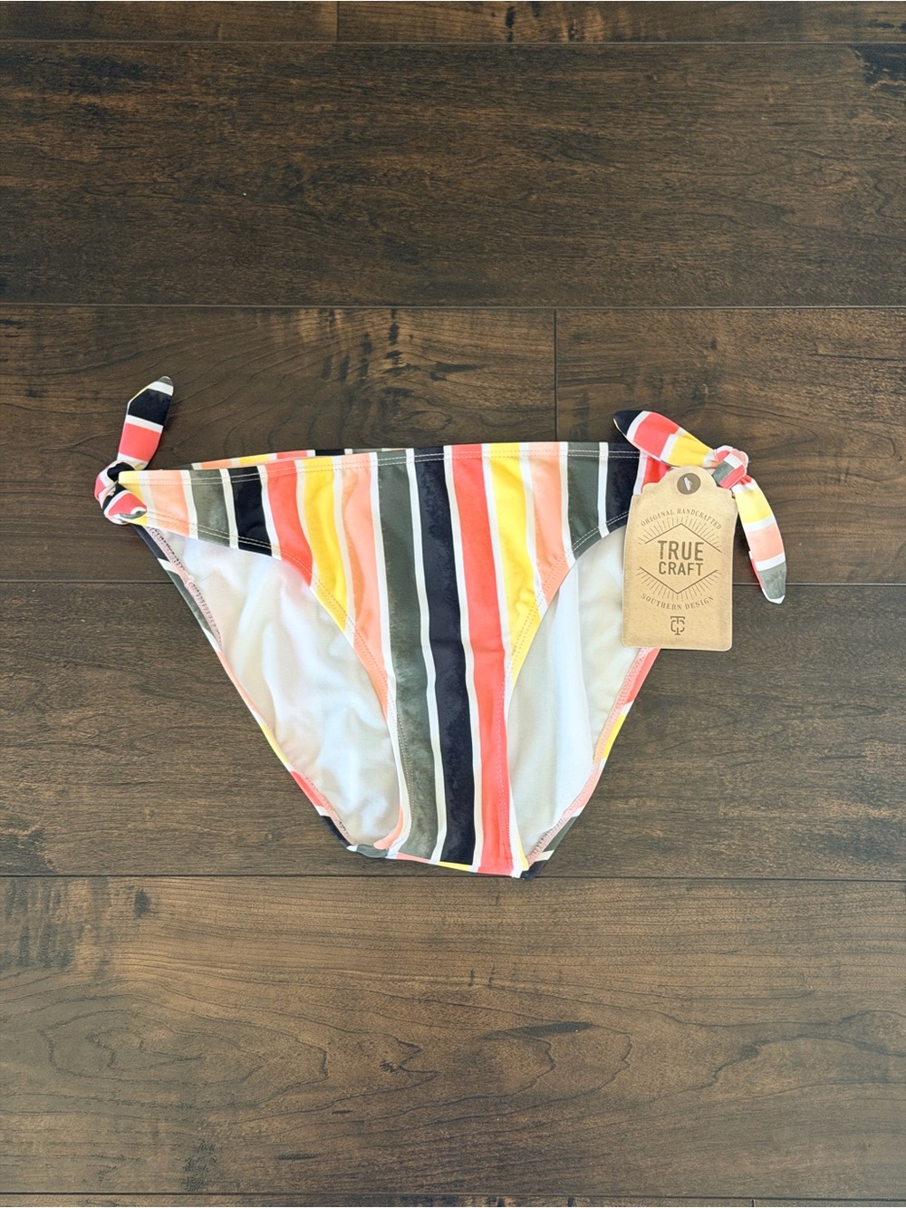 NWT True Craft Multi Stripe Side Tie Bikini Bottoms